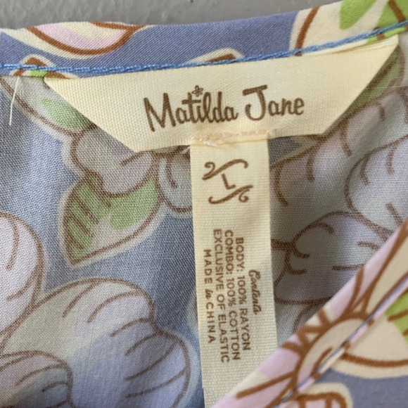 Matilda Jane cottage core‎ smocked  floral ruffle cap sleeve midi dress. Size L - Picture 3 of 11